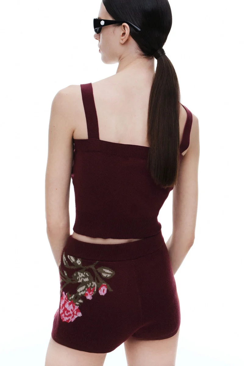 H&M Wool-blend rose-appliquéd knitted top